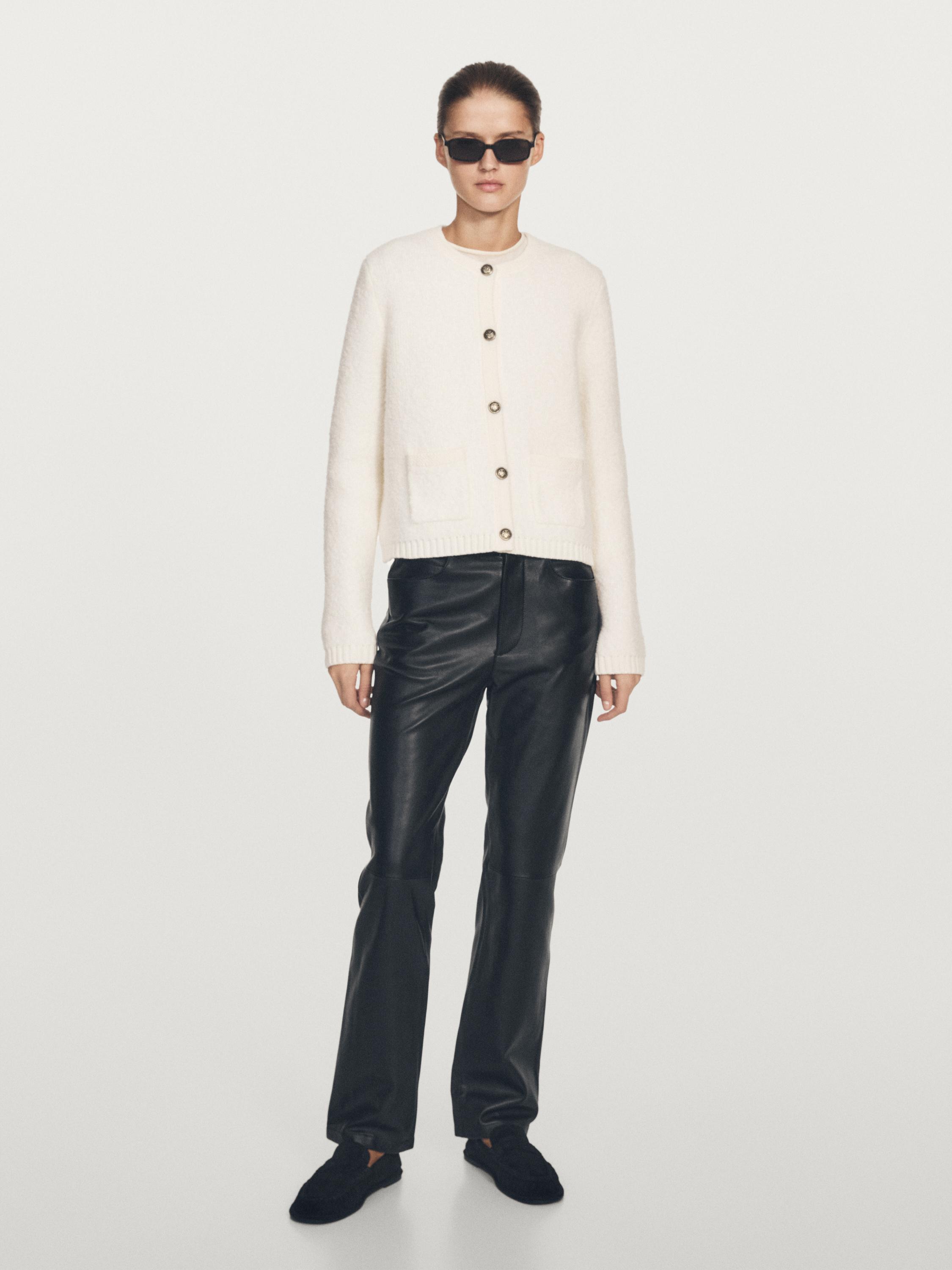 Short knit cardigan with gold button details